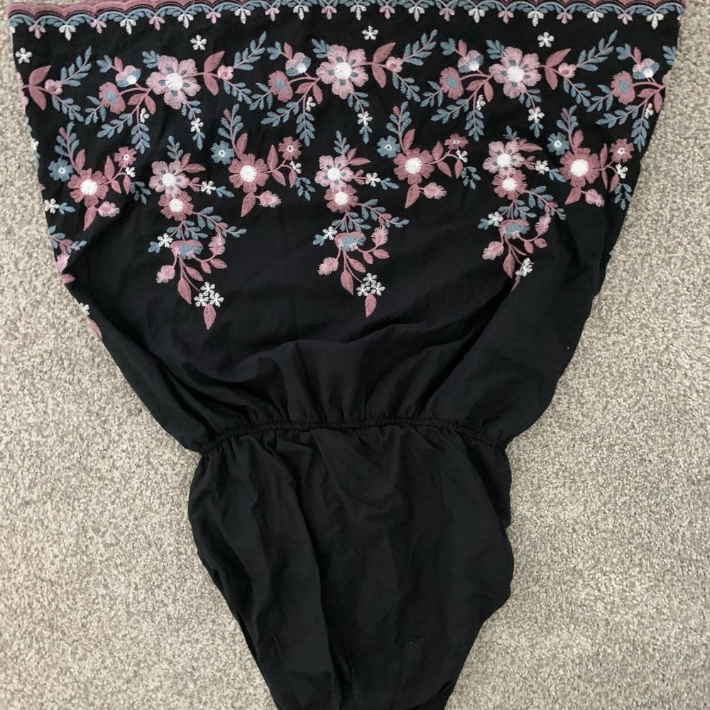 Black embroidered flower dress